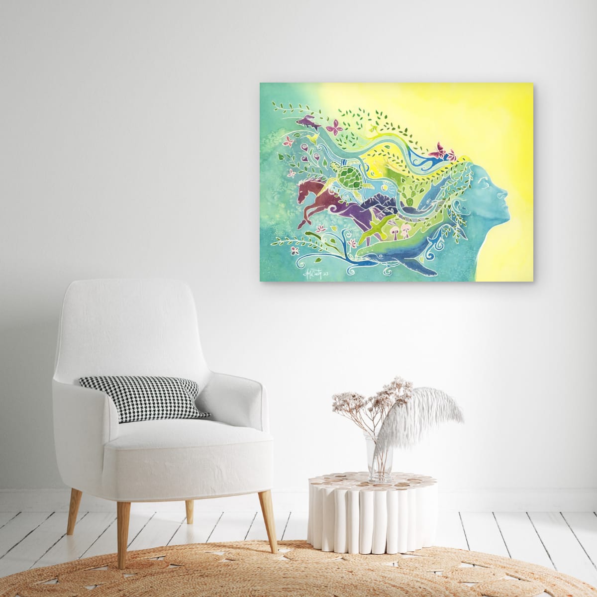 The Vision Within - Wildlife-Inspired Watercolor Canvas Fine Art Print