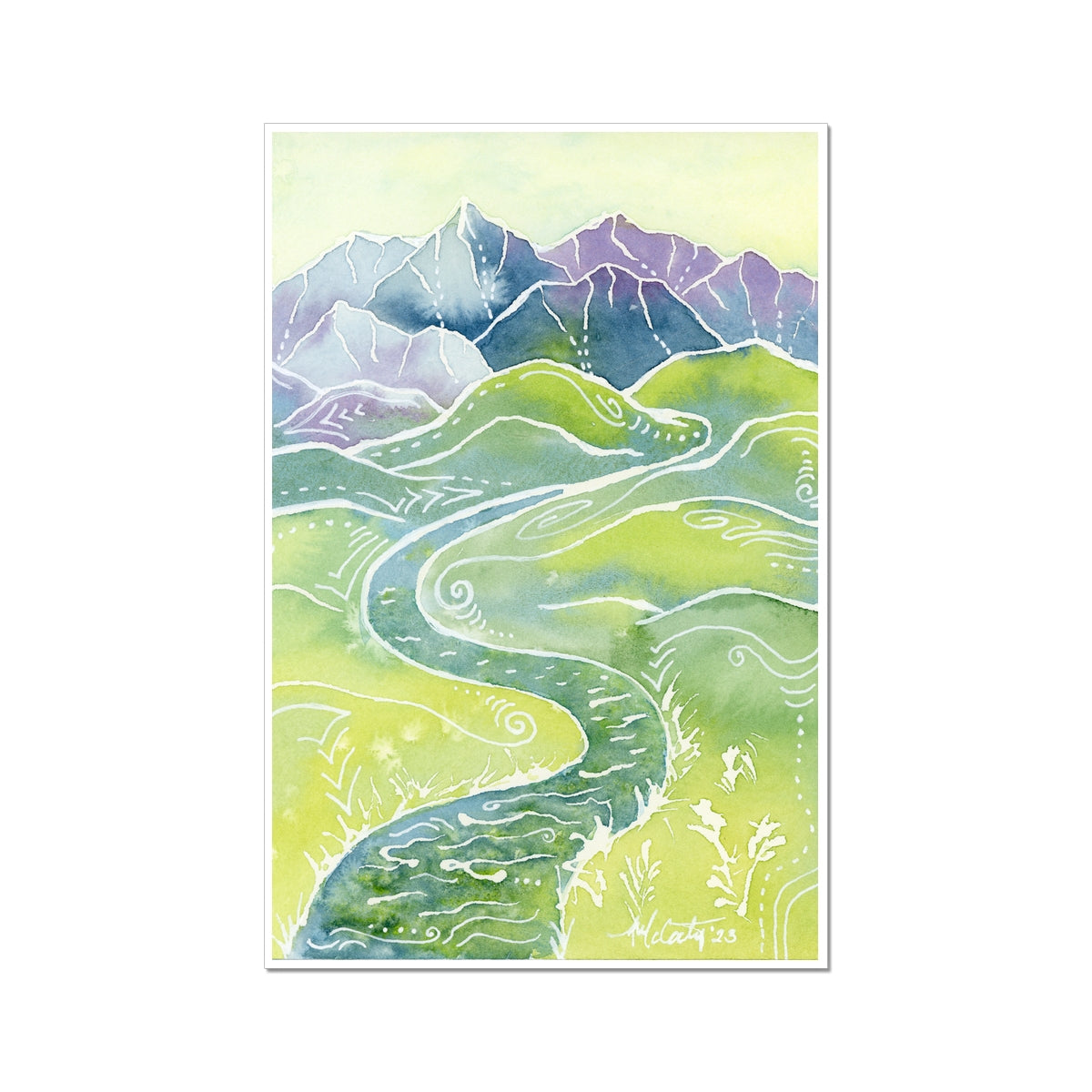 Crystalline Peaks – Autumn Mountain River Paper Fine Art Print