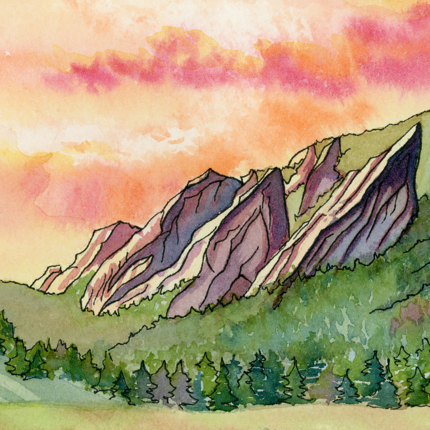Sunrise Over the Flatirons – Boulder, Colorado Nature Canvas Fine Art Print