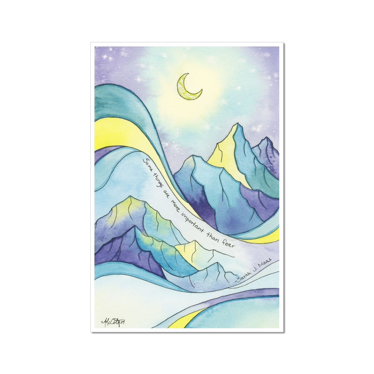 More Important than Fear – Sarah J. Maas Quote Ramiel Mountain Paper Fine Art Print