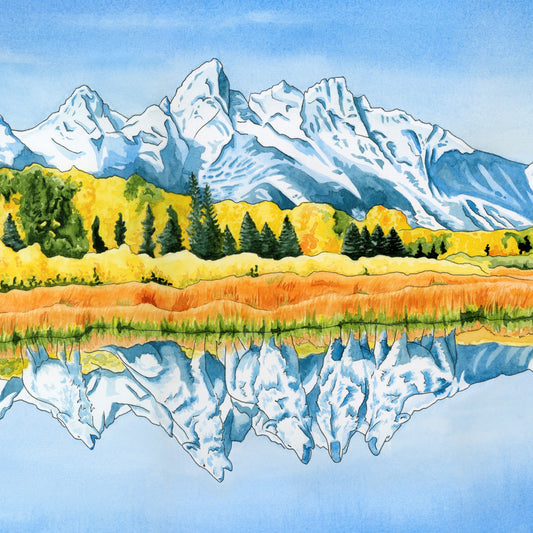 Calling the Pack - Grand Tetons Wolf Pack Original Watercolor Painting | 24x12 - $1900