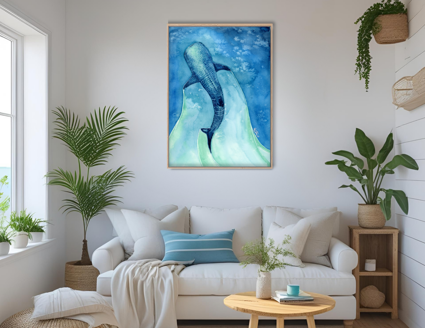 Found My Heart Among Giants – Dreamy Whale Shark Canvas Print for Ocean Lovers