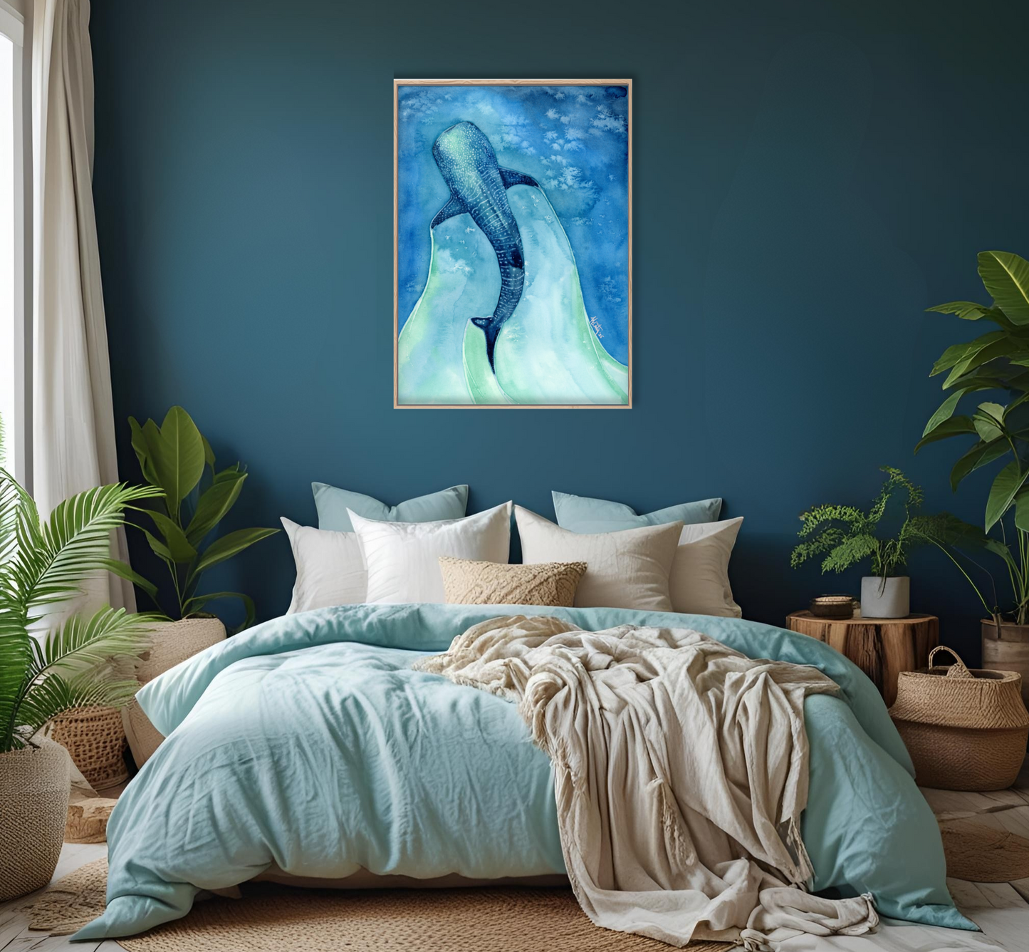 Found My Heart Among Giants – Dreamy Whale Shark Canvas Print for Ocean Lovers