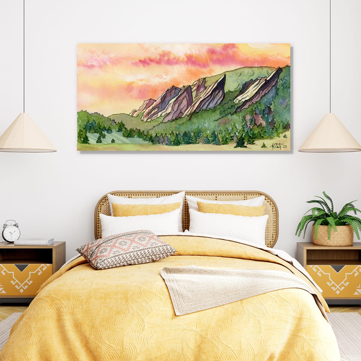 Sunrise Over the Flatirons – Boulder, Colorado Nature Canvas Fine Art Print
