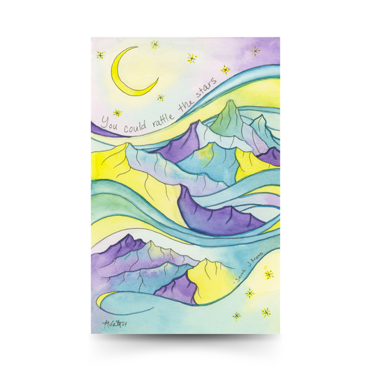 Rattle the Stars - Sarah J. Maas Quote Mountain Night Sky Original Watercolor Painting