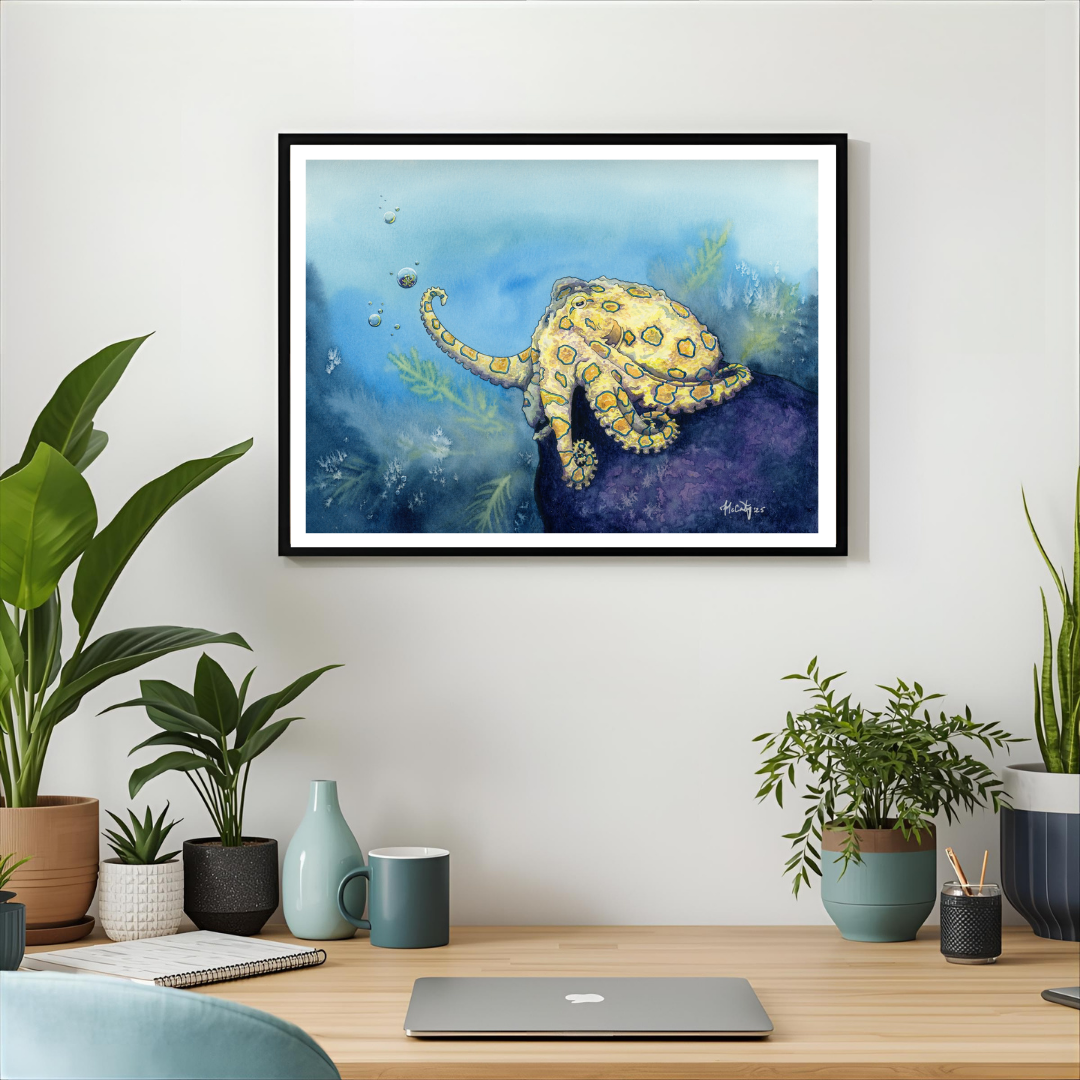 Stay Curious - Whimsy Octopus Paper Print for Ocean Lovers