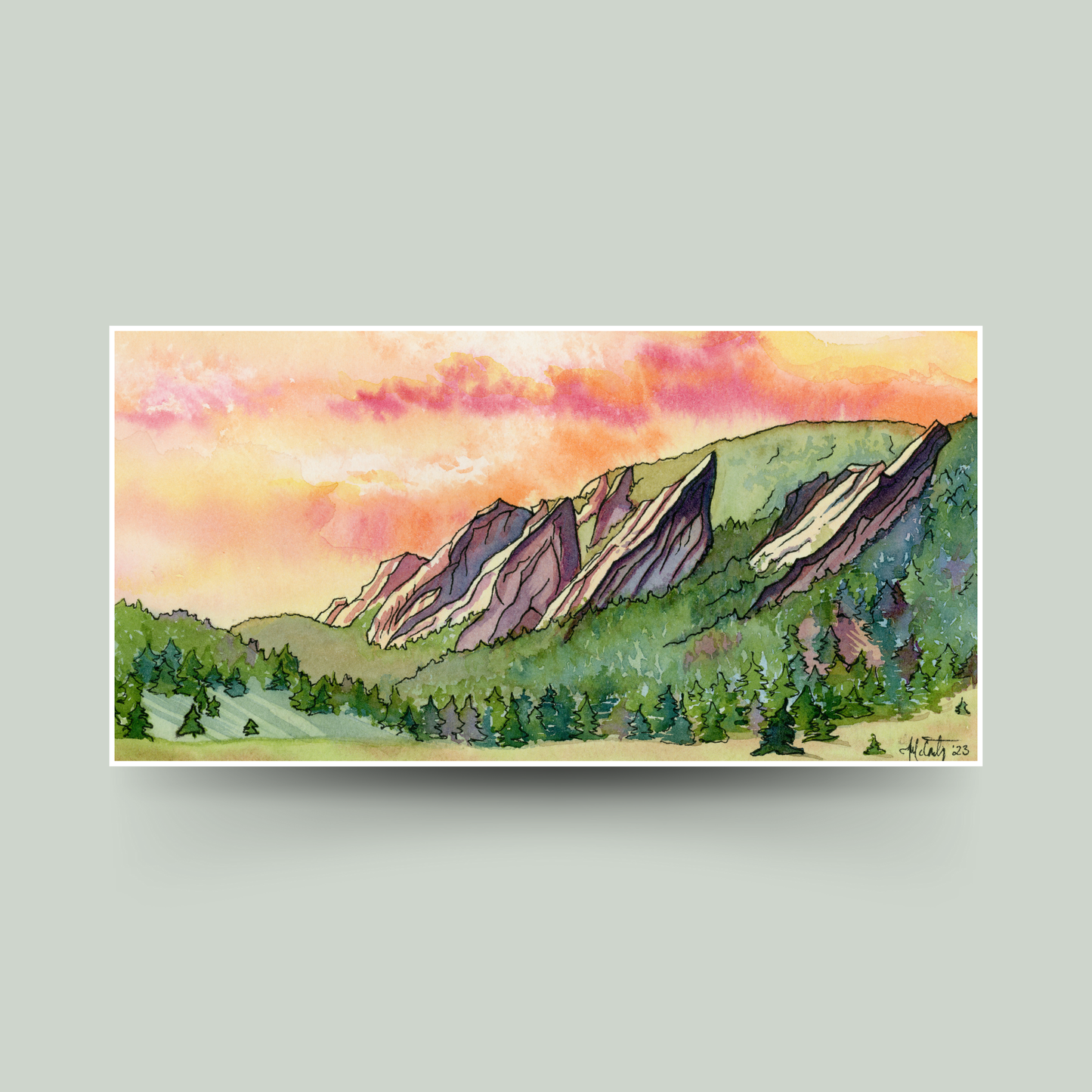 Sunrise Over the Flatirons – Boulder, Colorado Nature Paper Fine Art Print