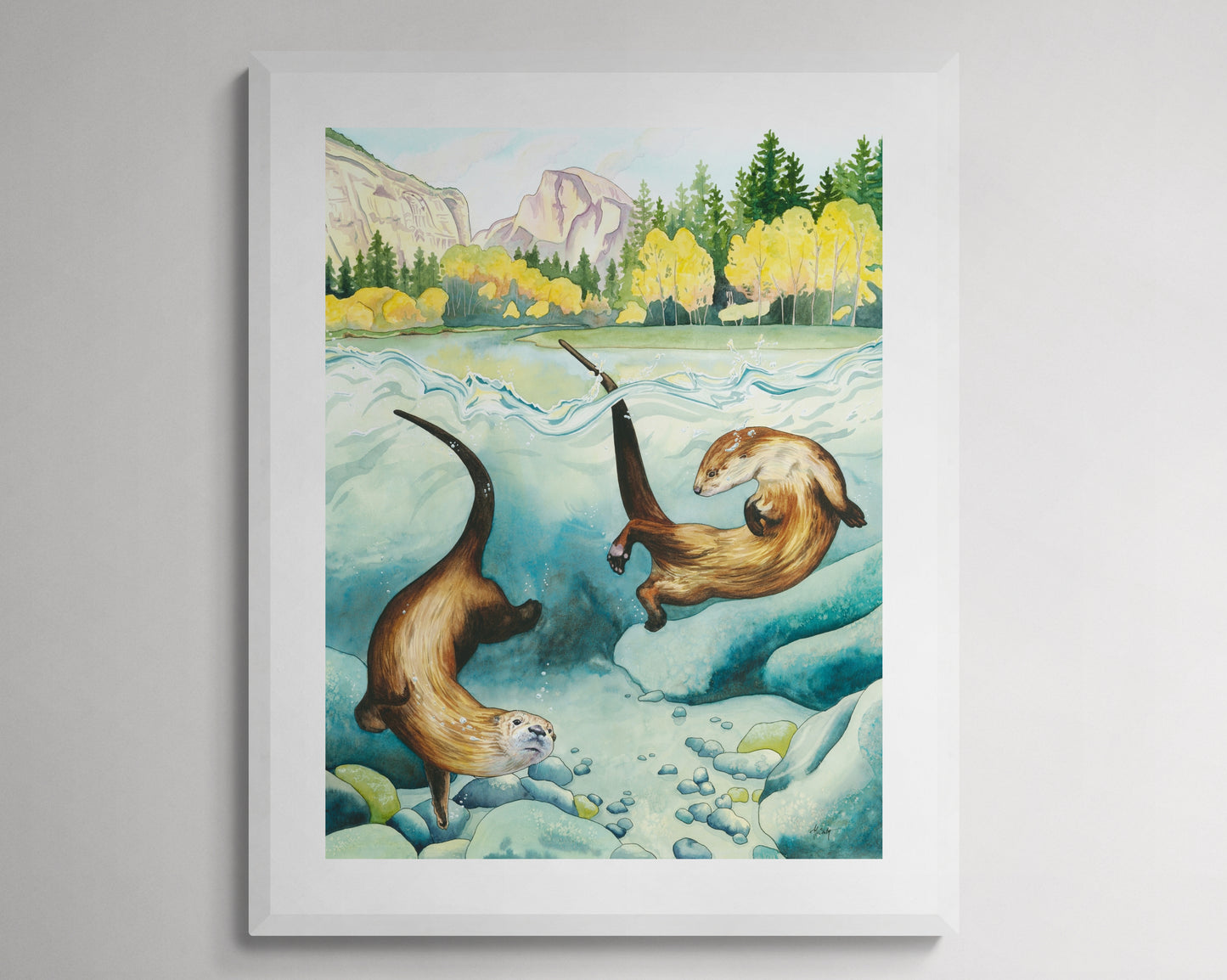 Remember to Romp - Joyful Yosemite River Otter Paper Print for National Park Lovers