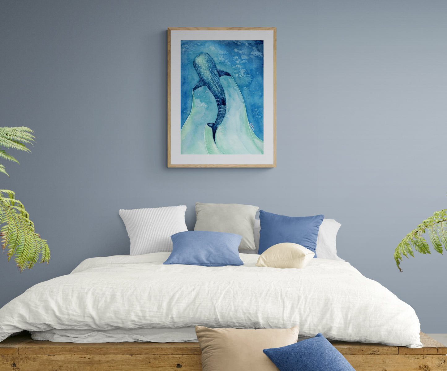 Found My Heart Among Giants – Dreamy Whale Shark Paper Print for Ocean Lovers