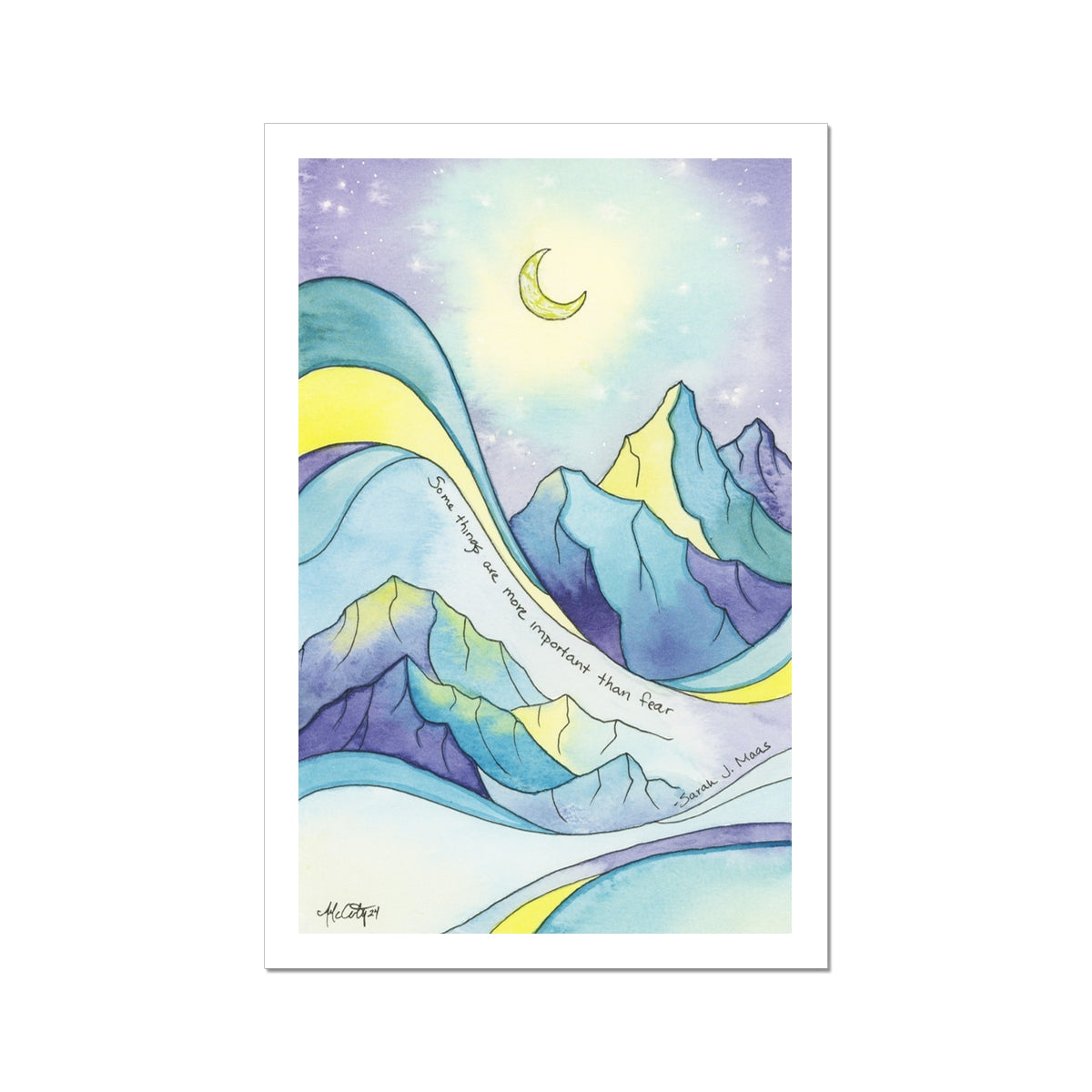 More Important than Fear – Sarah J. Maas Quote Ramiel Mountain Canvas Fine Art Print