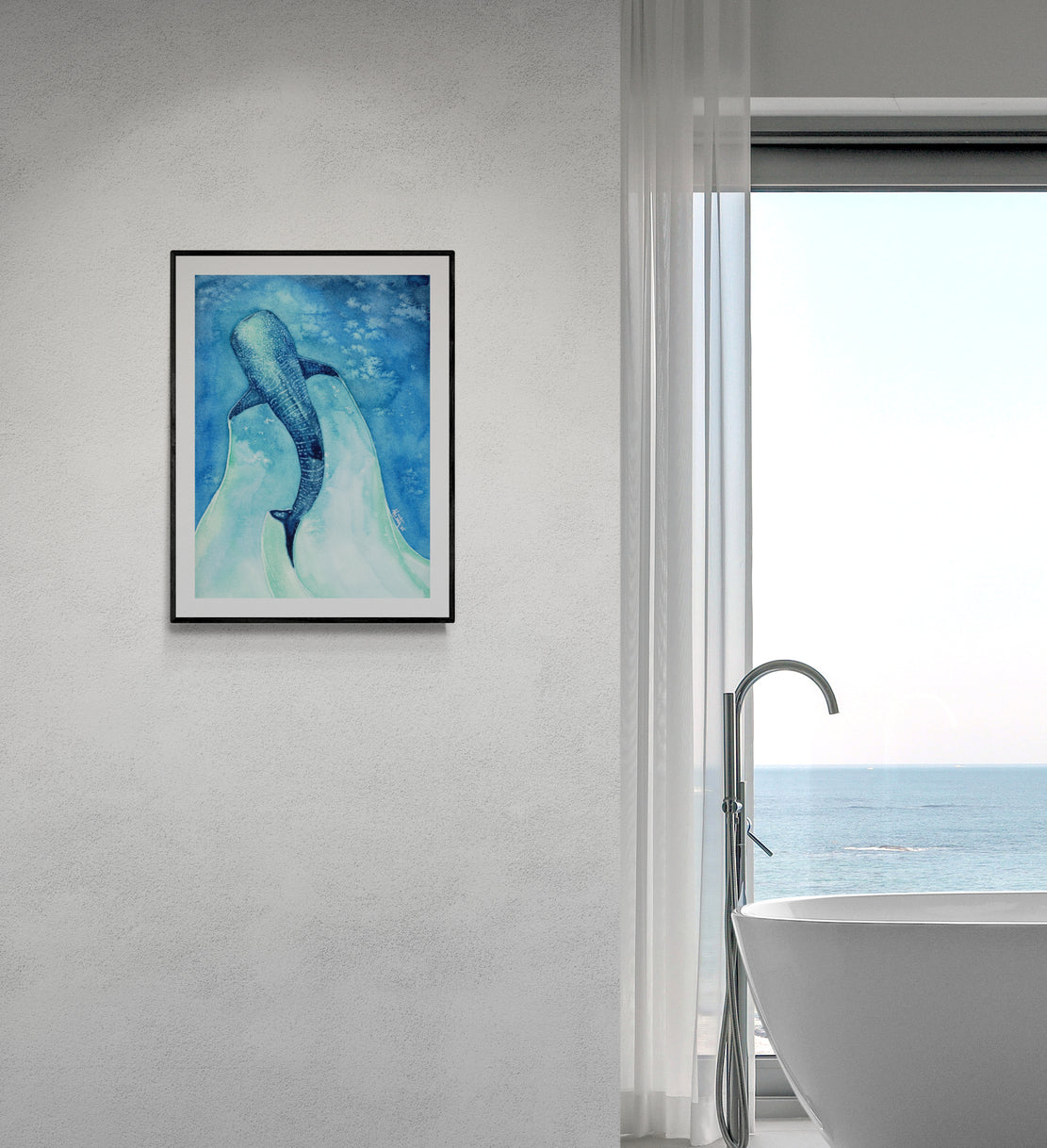 Found My Heart Among Giants – Dreamy Whale Shark Paper Print for Ocean Lovers