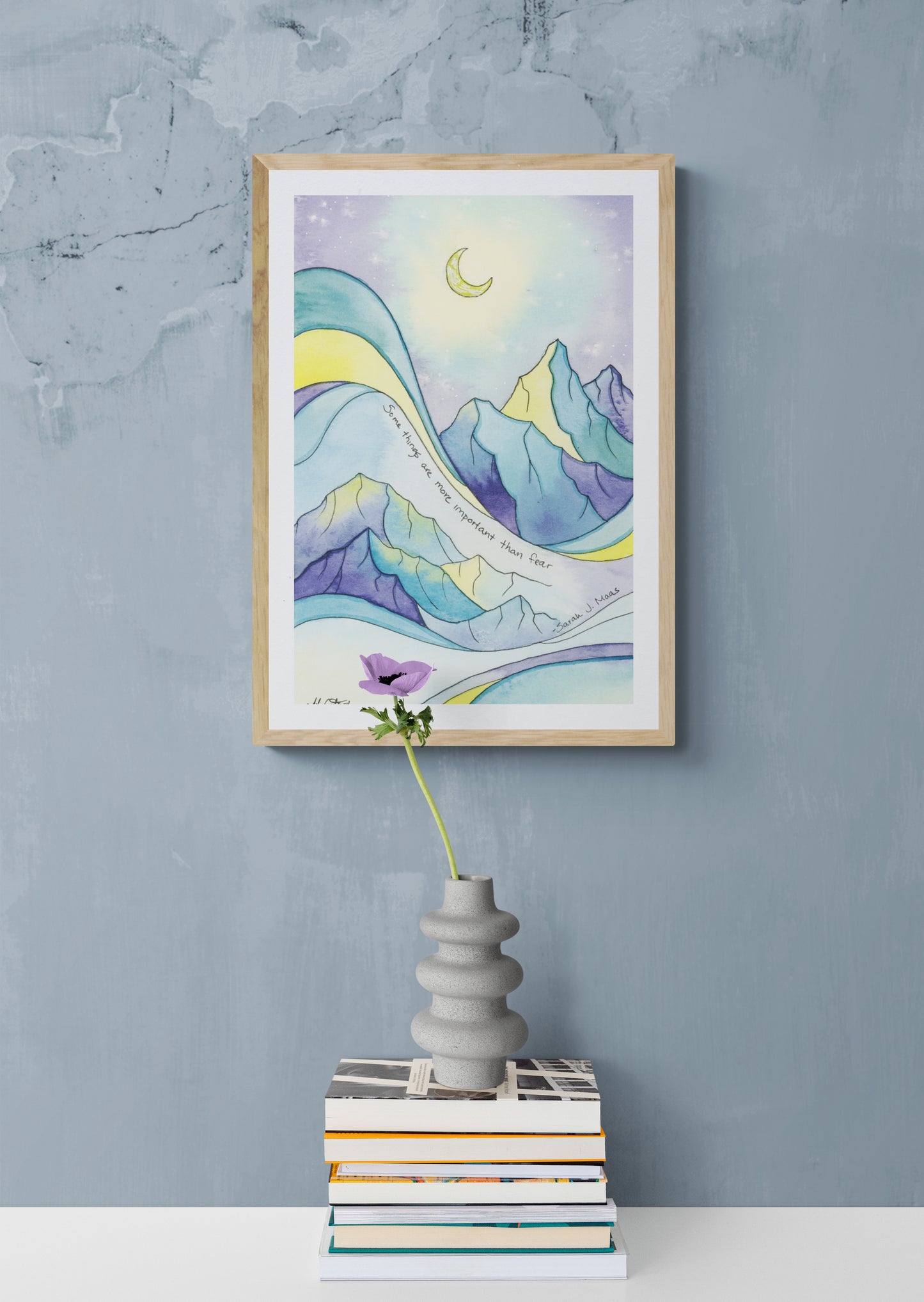 More Important than Fear – Sarah J. Maas Quote Ramiel Mountain Paper Fine Art Print