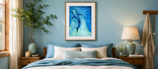 Found My Heart Among Giants - Dreamy Whale Shark Paper Print for Ocean Lovers