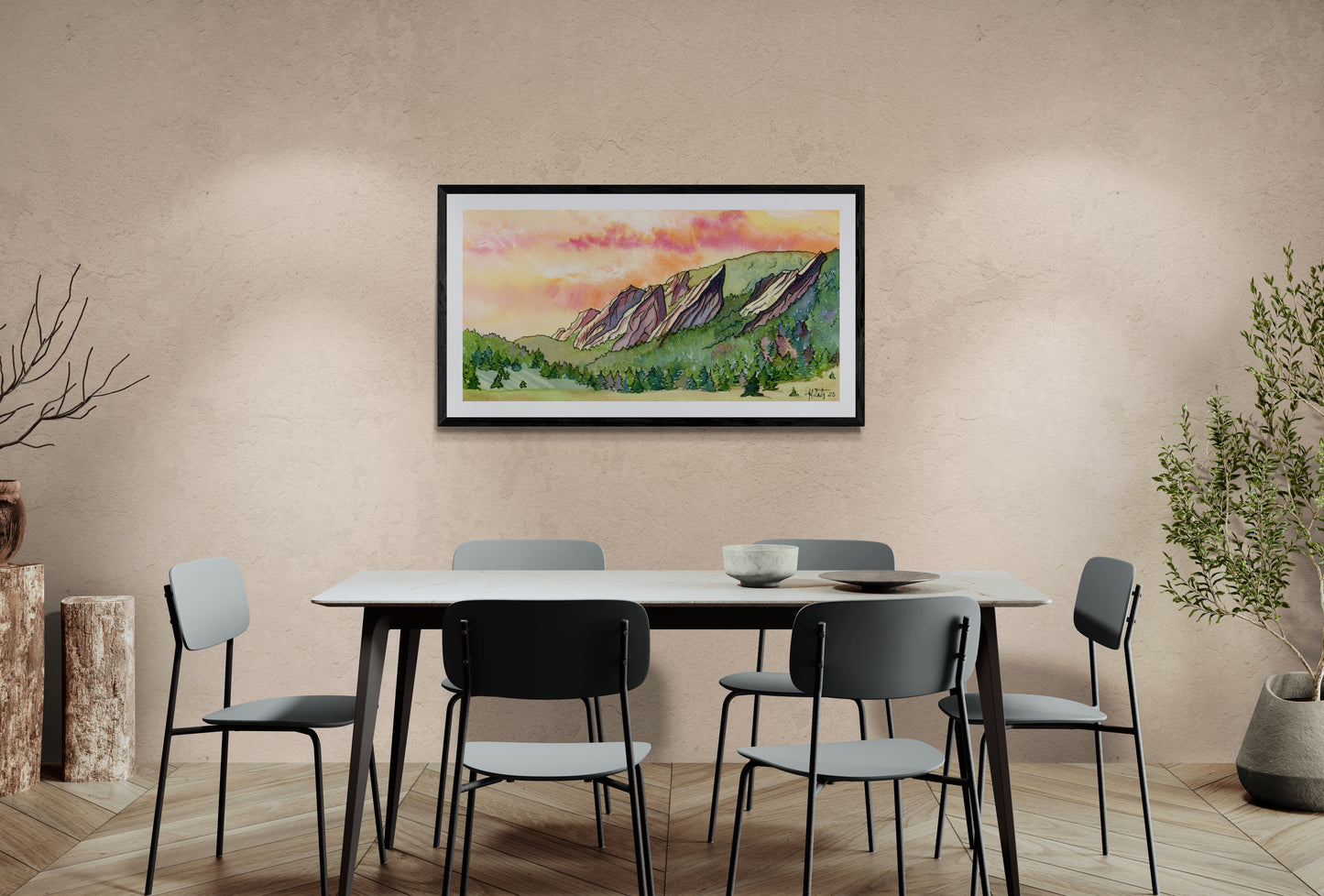 Sunrise Over the Flatirons – Boulder, Colorado Nature Paper Fine Art Print