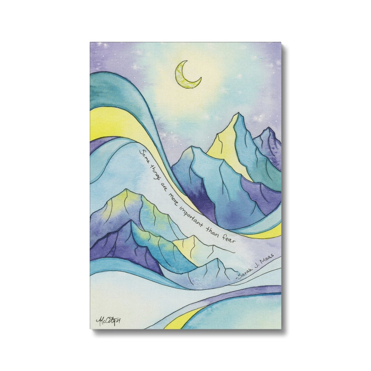 More Important than Fear – Sarah J. Maas Quote Ramiel Mountain Canvas Fine Art Print