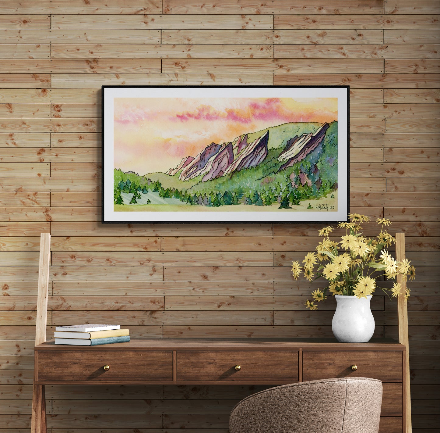 Sunrise Over the Flatirons – Boulder, Colorado Nature Paper Fine Art Print