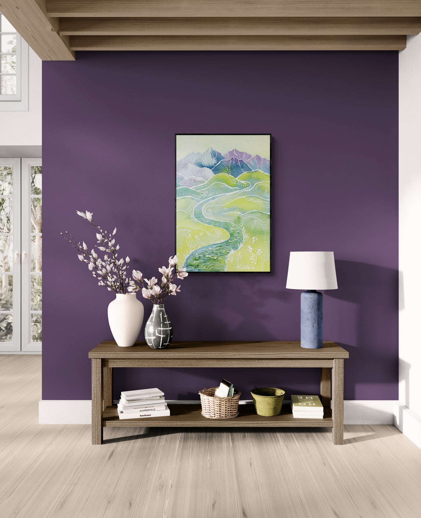 Crystalline Peaks – Autumn Mountain River Canvas Fine Art Print