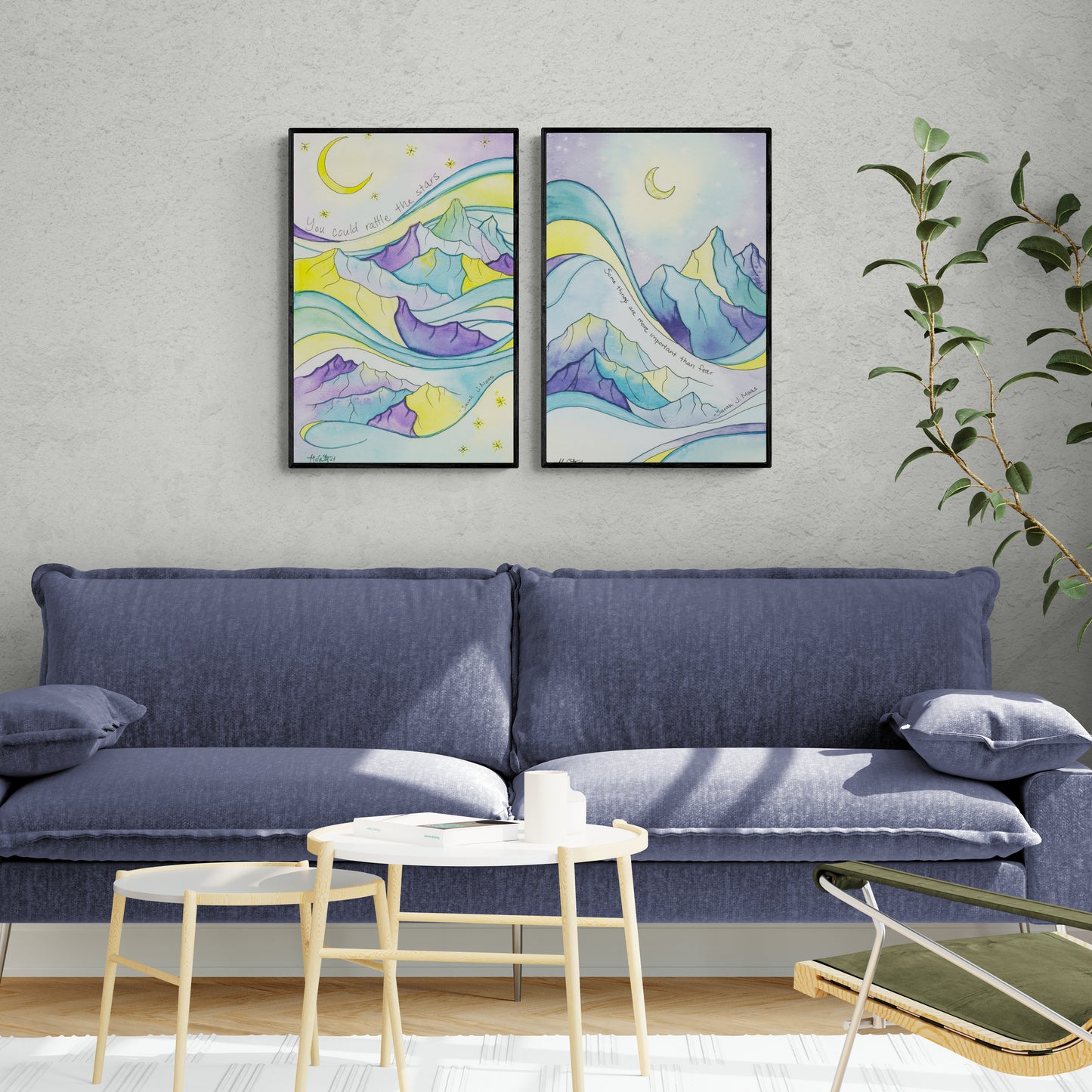 Rattle the Stars – Sarah J. Maas Quote Mountain Night Sky Canvas Fine Art Print