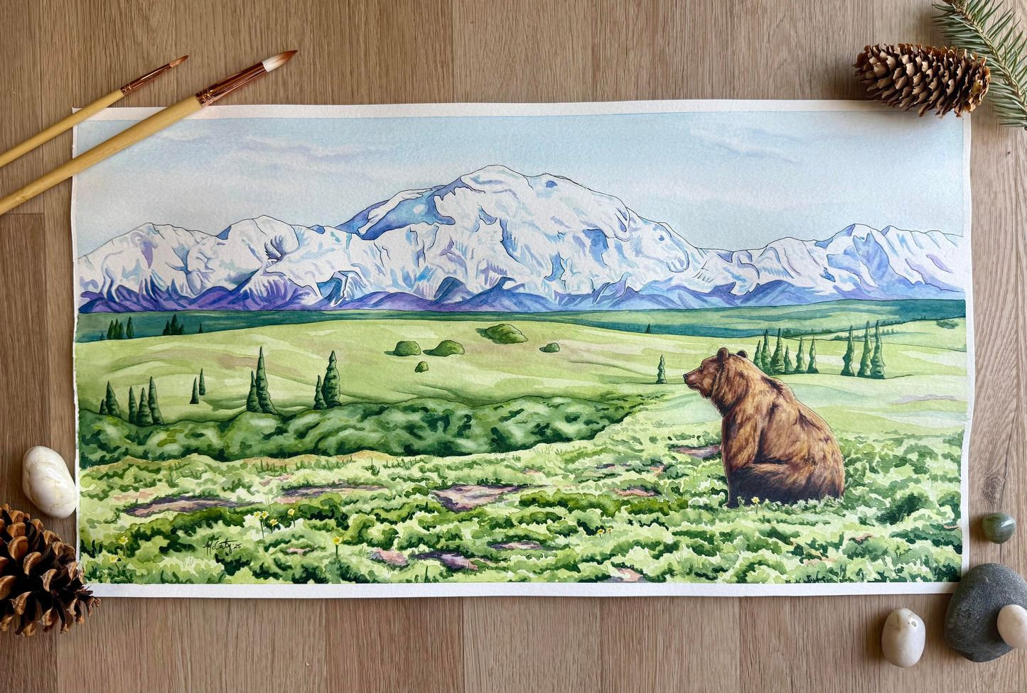 Denali Dreamin' - Alaska Wildlife Original Watercolor Painting