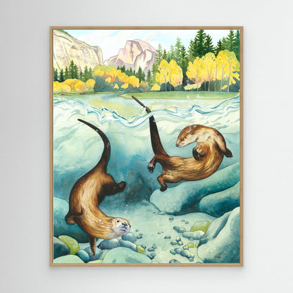 Remember to Romp - Joyful Yosemite River Otter Canvas Print for National Park Lovers