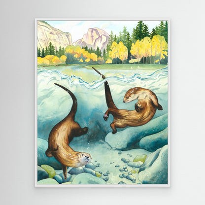 Remember to Romp - Joyful Yosemite River Otter Canvas Print for National Park Lovers