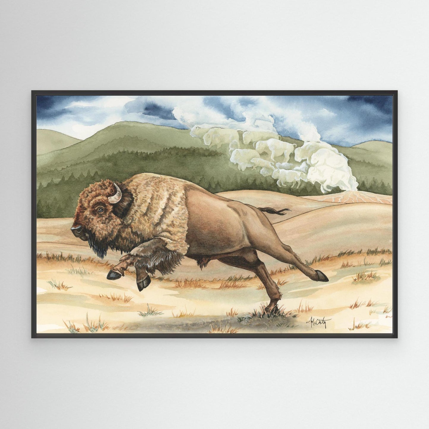 Yellowstone Thunder — Charging Bison in Yellowstone Fine Art Print