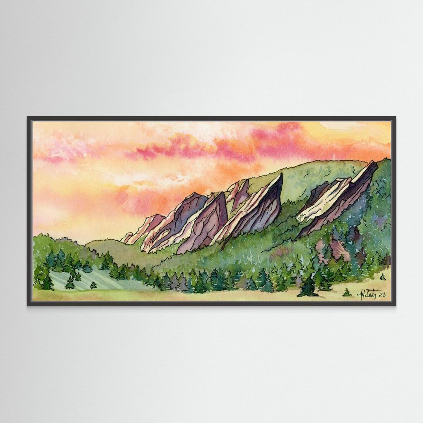Sunrise Over Flatirons Canvas Fine Art Print