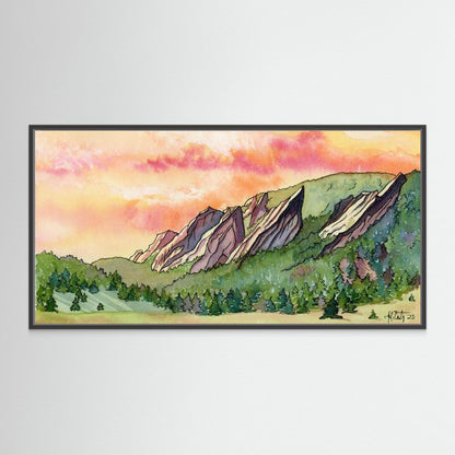 Sunrise Over Flatirons Canvas Fine Art Print