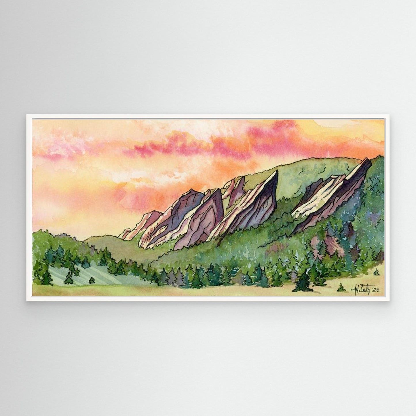 Sunrise Over Flatirons Canvas Fine Art Print