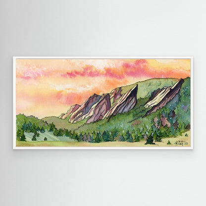 Sunrise Over Flatirons Canvas Fine Art Print