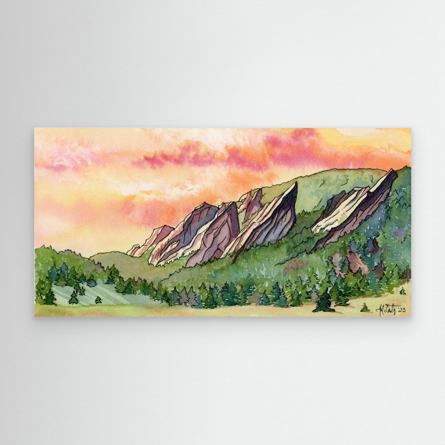 Sunrise Over Flatirons Canvas Fine Art Print
