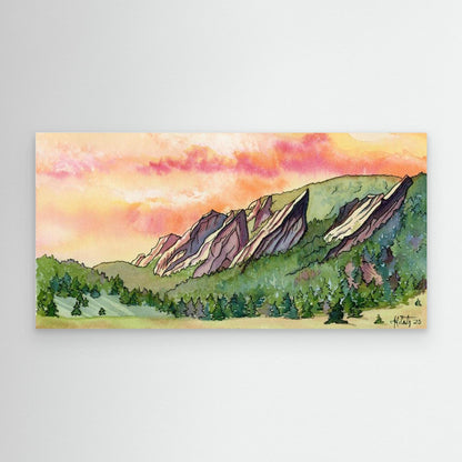 Sunrise Over Flatirons Canvas Fine Art Print