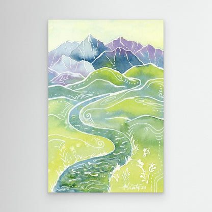 Crystalline Peaks – Autumn Mountain River Canvas Fine Art Print