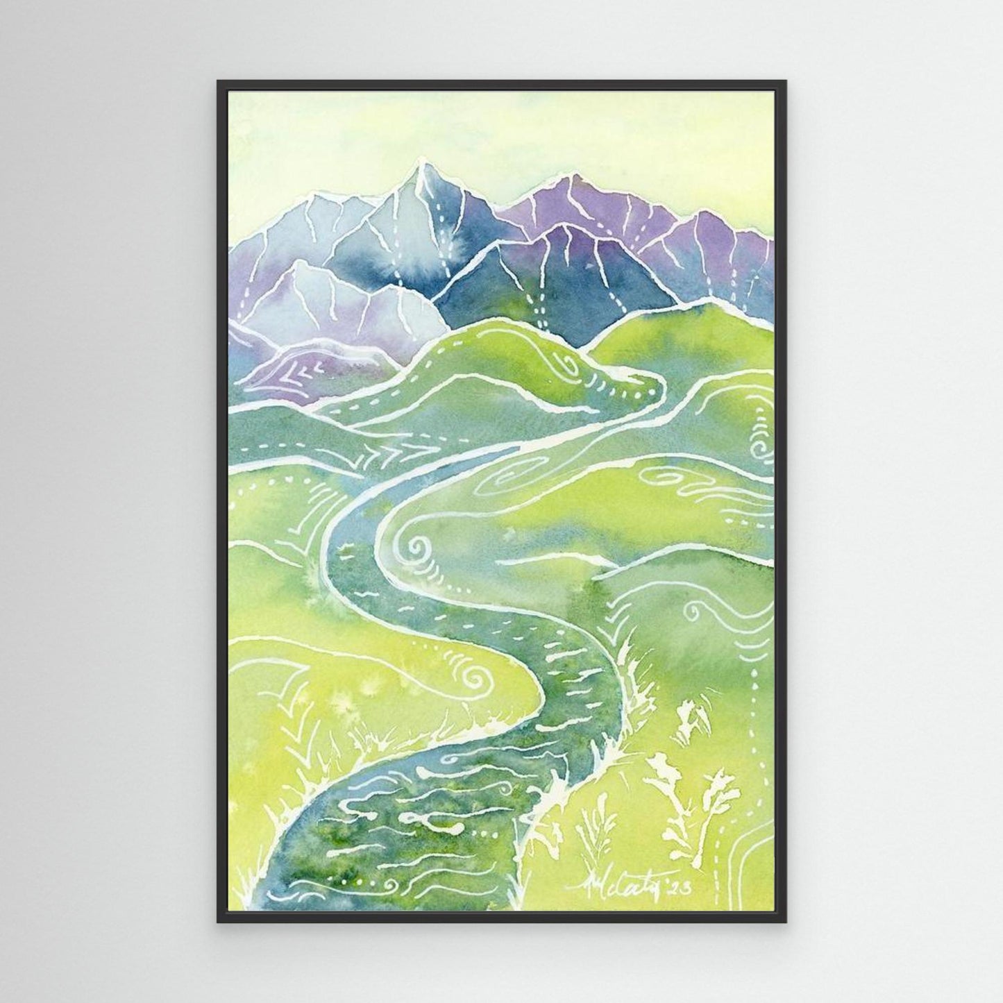 Crystalline Peaks – Autumn Mountain River Canvas Fine Art Print