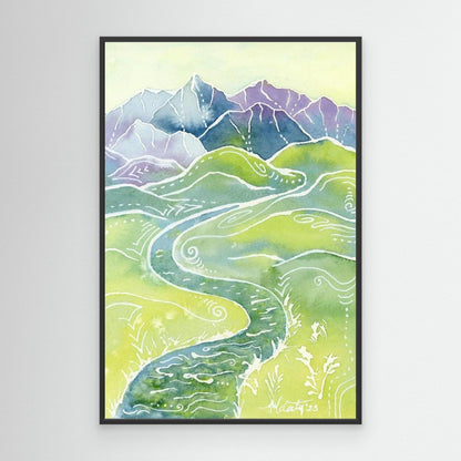 Crystalline Peaks – Autumn Mountain River Canvas Fine Art Print