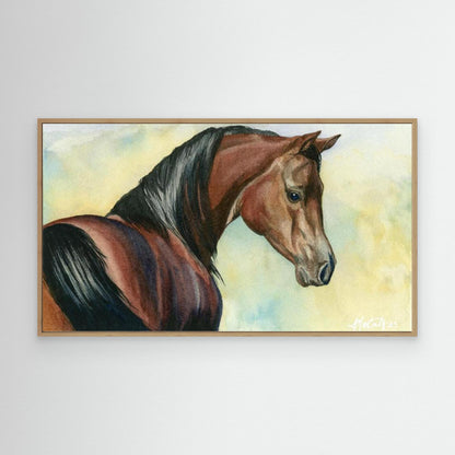 Hey Bay – Elegant Equine Arabian Horse Watercolor Fine Art Print