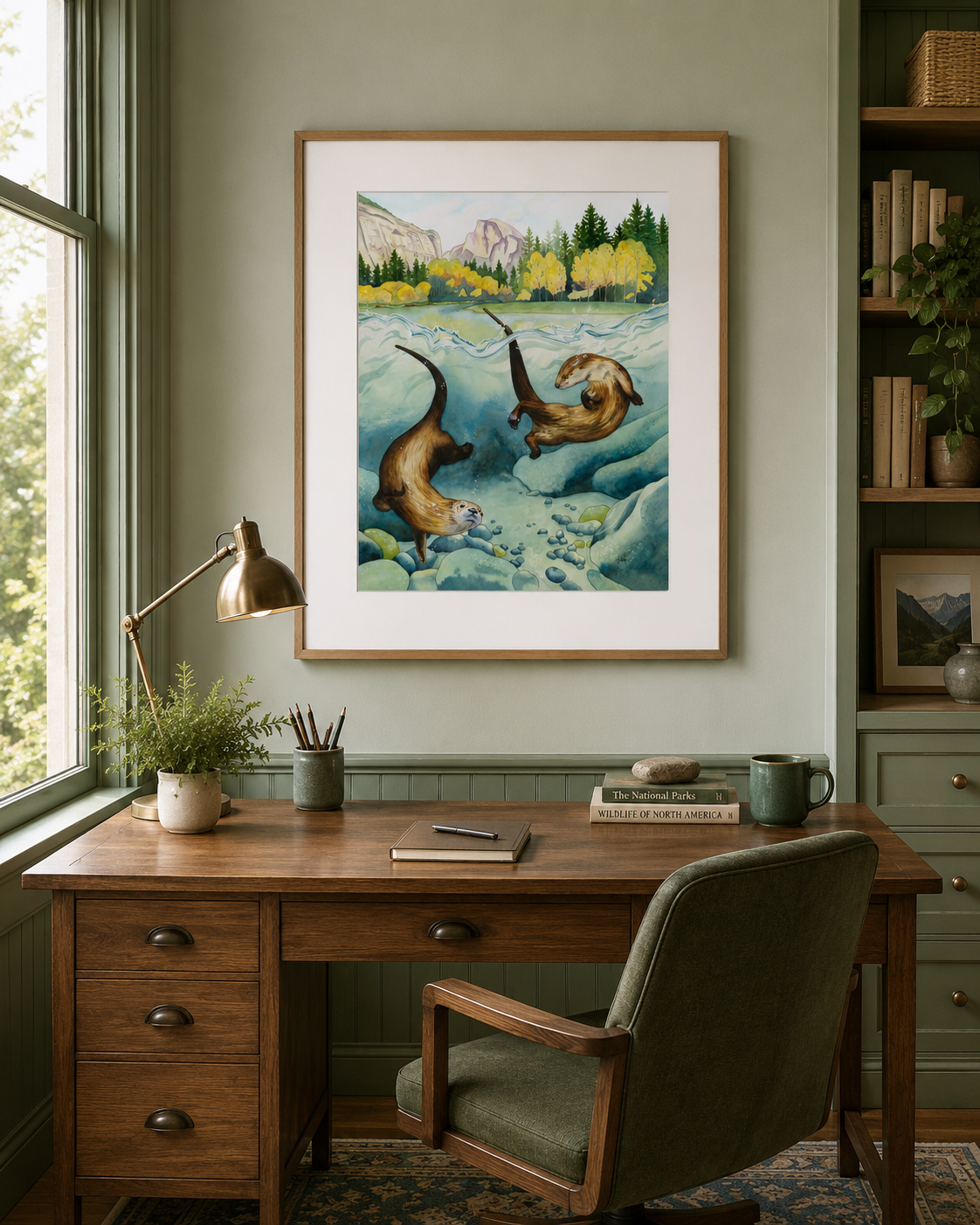 Remember to Romp - Joyful Yosemite River Otter Paper Print for National Park Lovers