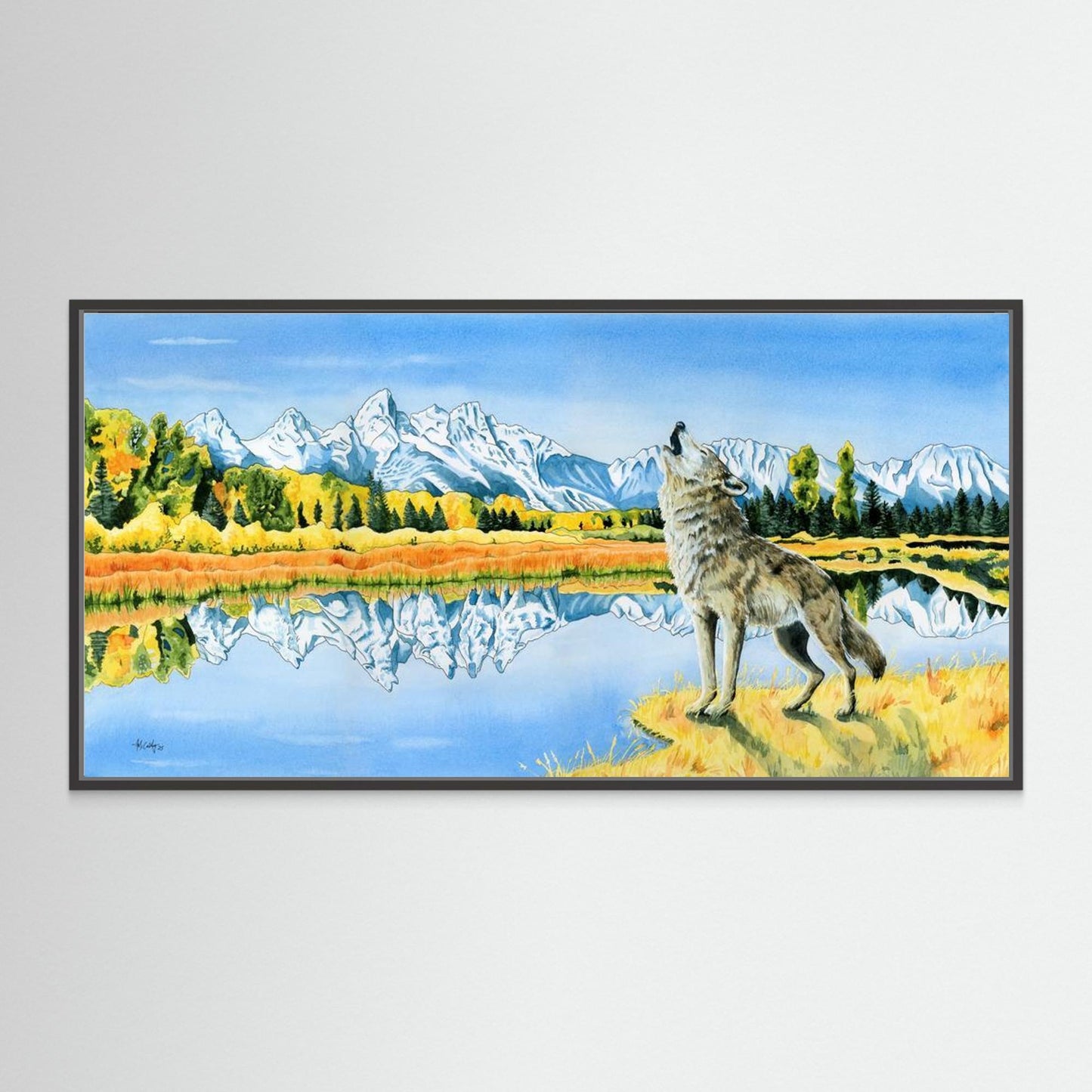 Calling the Pack – Grand Tetons Wolf Canvas Fine Art Print