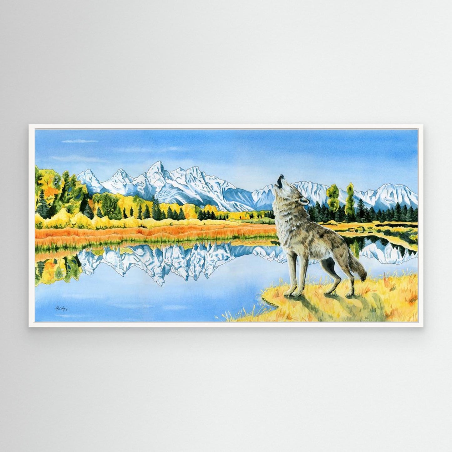 Calling the Pack – Grand Tetons Wolf Canvas Fine Art Print
