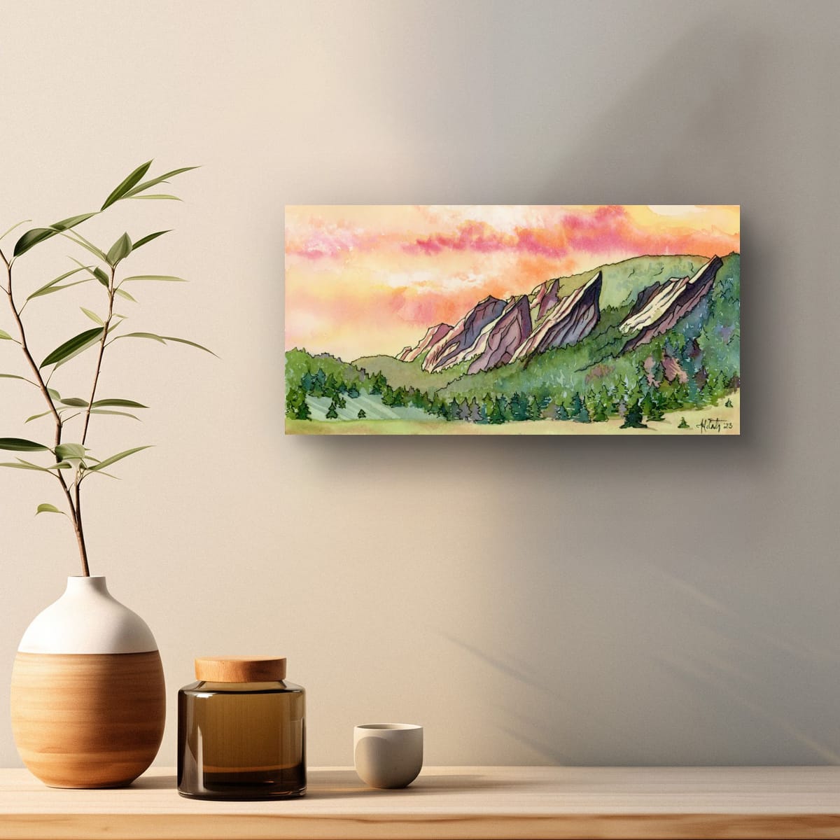 Sunrise Over Flatirons Canvas Fine Art Print