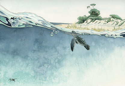 Gems of the Gulf — Sea Turtle Hatchlings Original Watercolor Painting