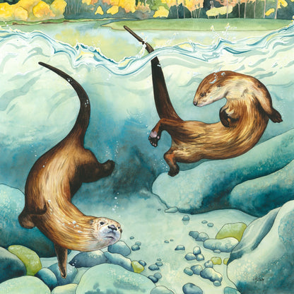 Remember to Romp - Joyful Yosemite River Otter Canvas Print for National Park Lovers