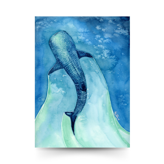 Found My Heart Among Giants – Whale Shark Original Watercolor Painting