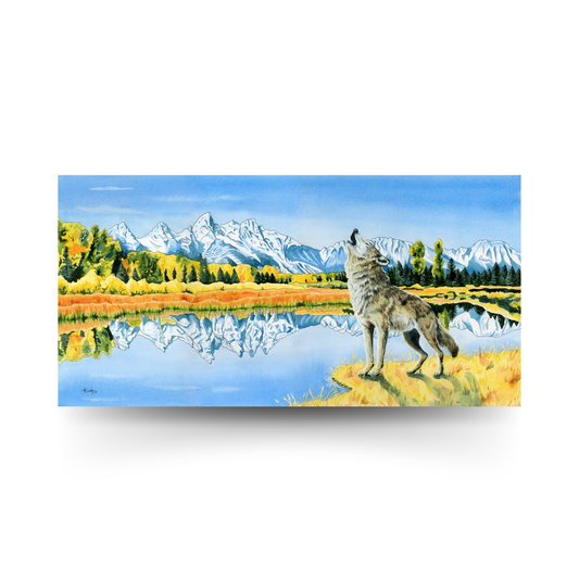 Calling the Pack - Grand Tetons Wolf Pack Original Watercolor Painting