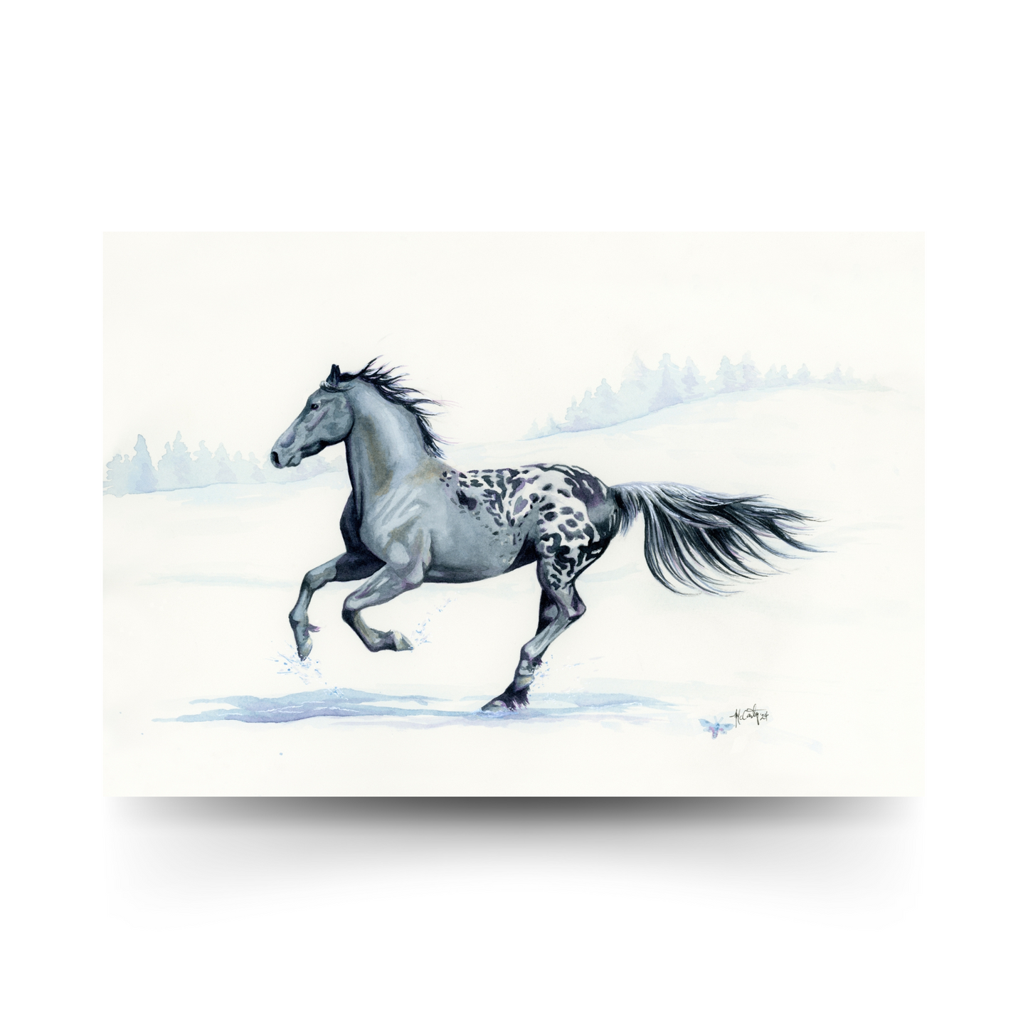 Winter Warrior – War Horse-Inspired Friesian Equine Original Watercolor Painting