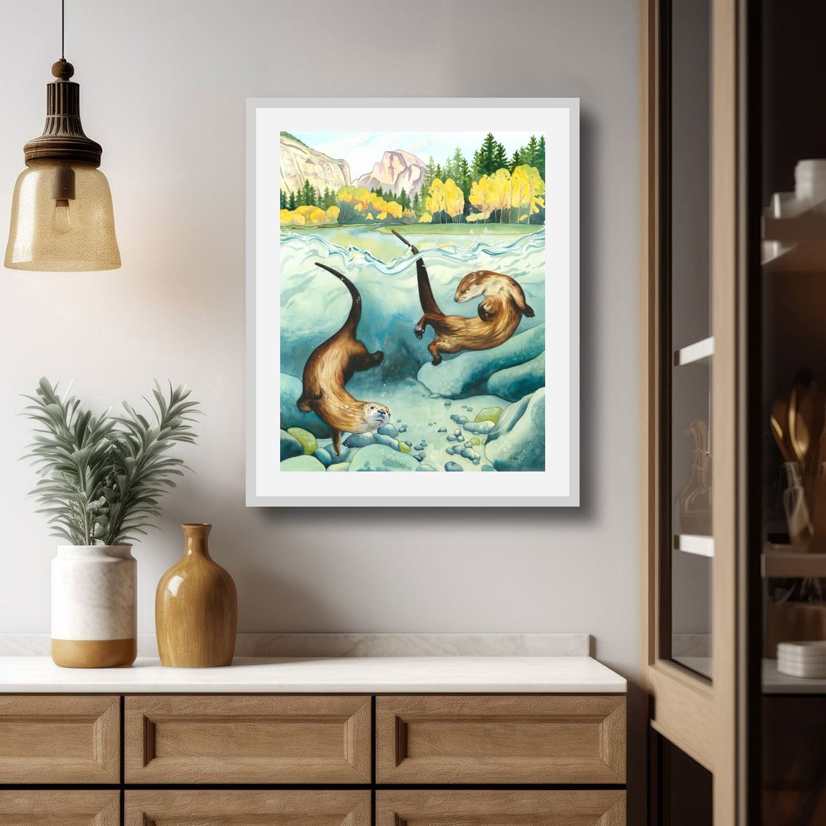 Remember to Romp - Joyful Yosemite River Otter Paper Print for National Park Lovers