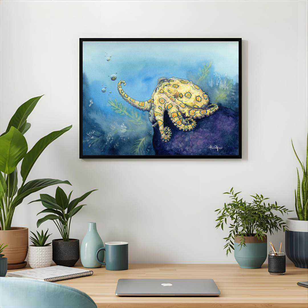 Stay Curious - Whimsy Octopus Fine Art Print for Ocean Lovers