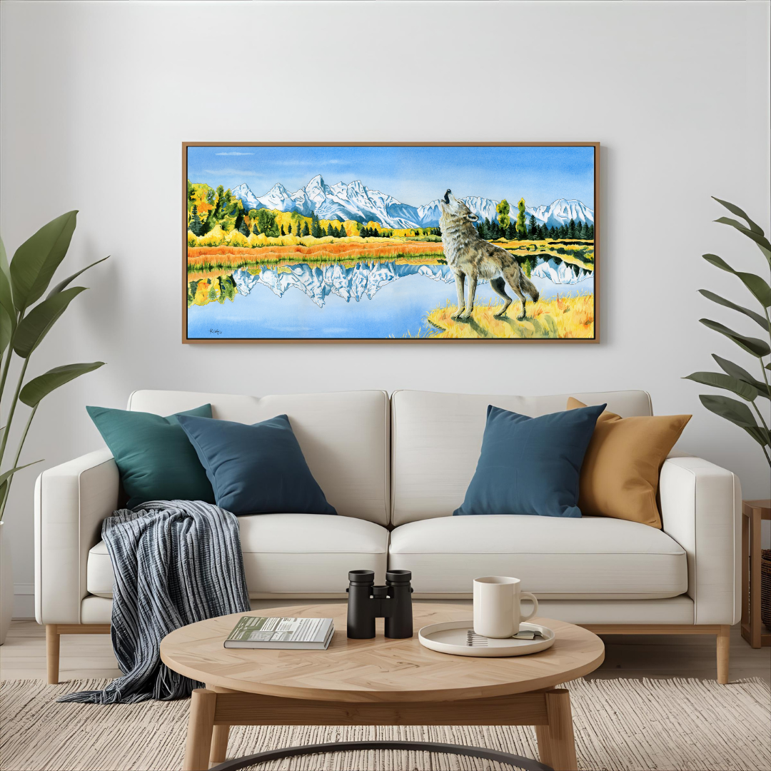 Calling the Pack – Grand Tetons Wolf Canvas Fine Art Print