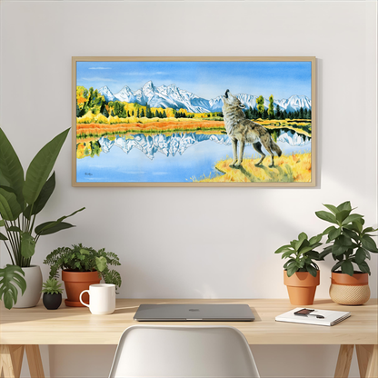 Calling the Pack – Grand Tetons Wolf Fine Art Print