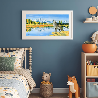 Calling the Pack – Grand Tetons Wolf Paper Fine Art Print